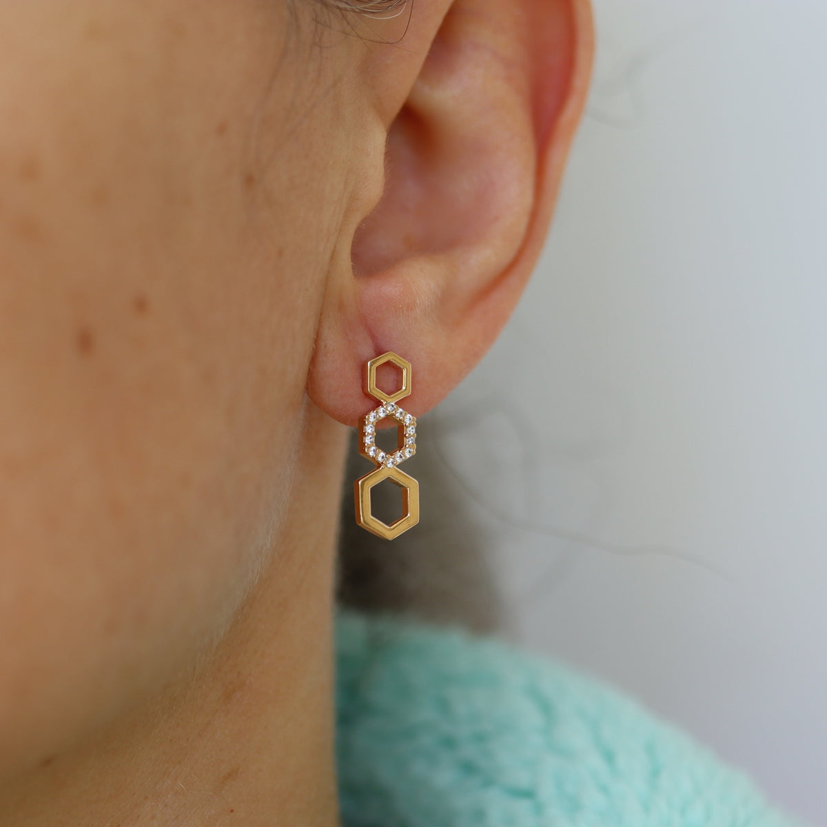 Burren jewellery gold statement 3 layer earring
