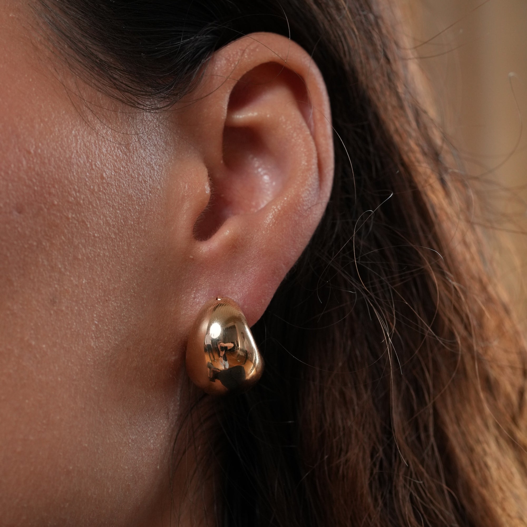Burren jewellery gold statement huggie earrings