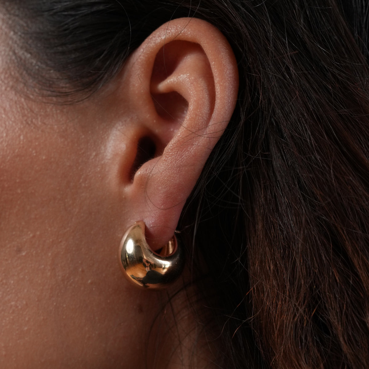 Burren jewellery gold statement huggie earrings