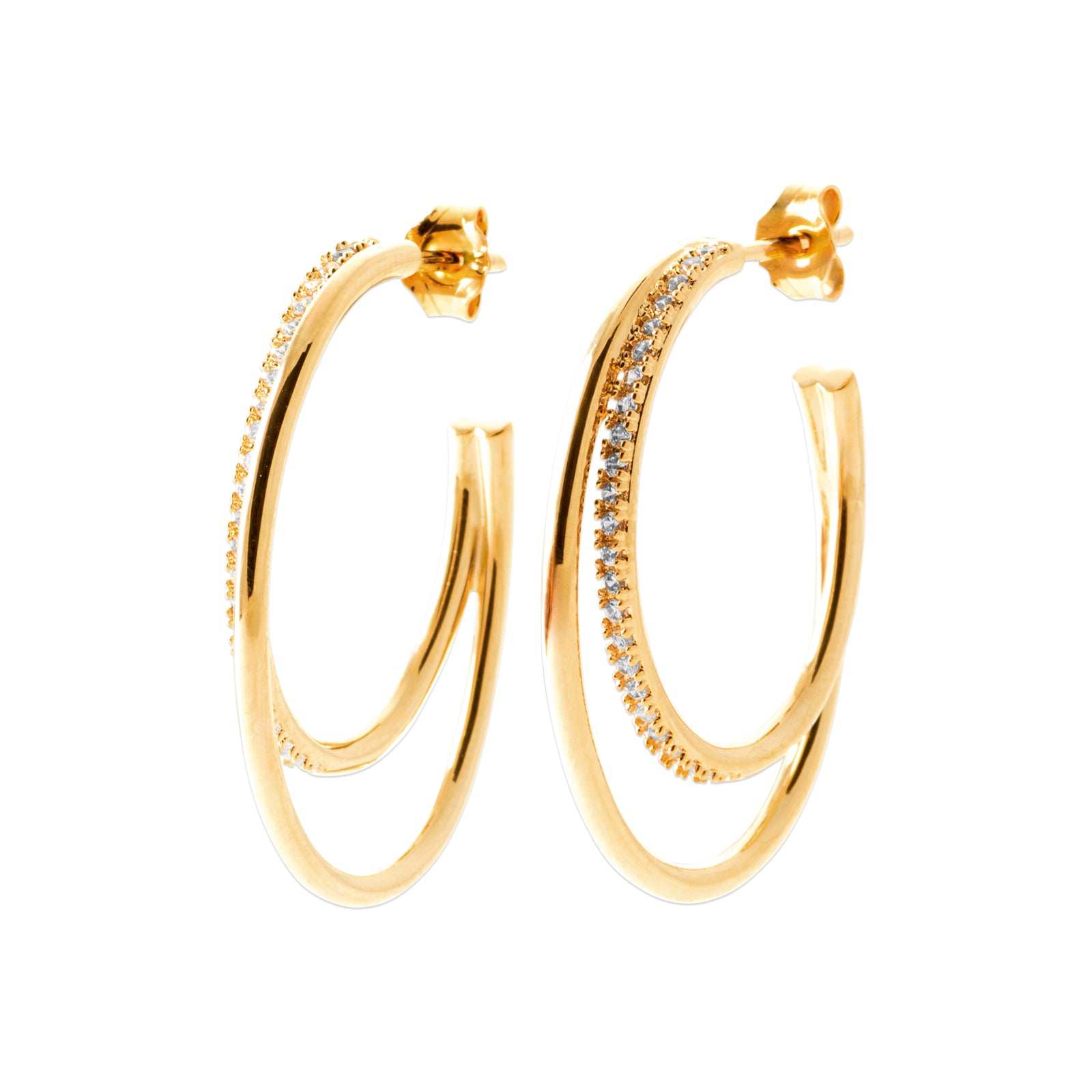 Burren jewellery hoop earrings gold plated in 18k