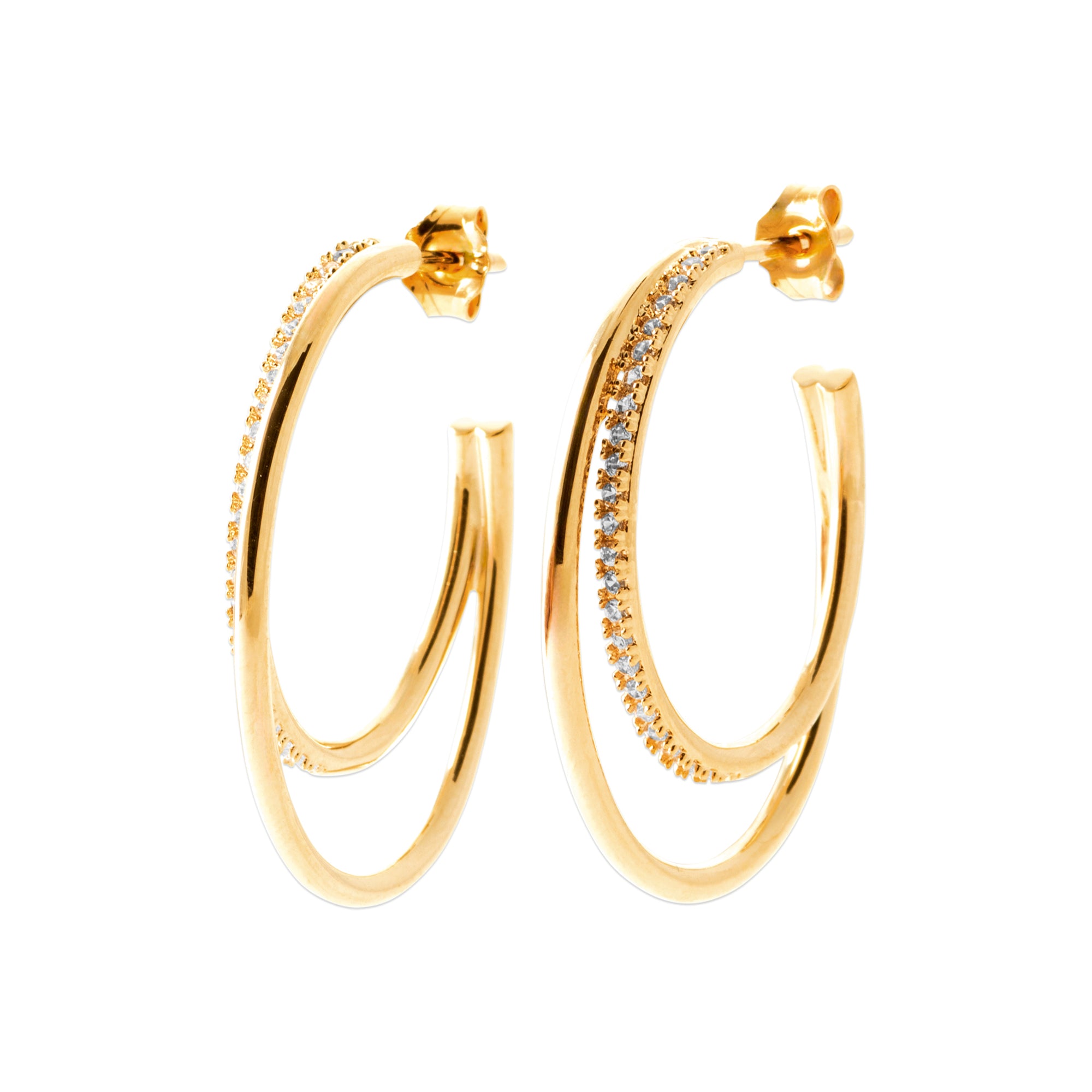 Burren jewellery hoop earrings gold plated in 18k