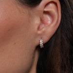 Burren jewellery huggie gold earrings model