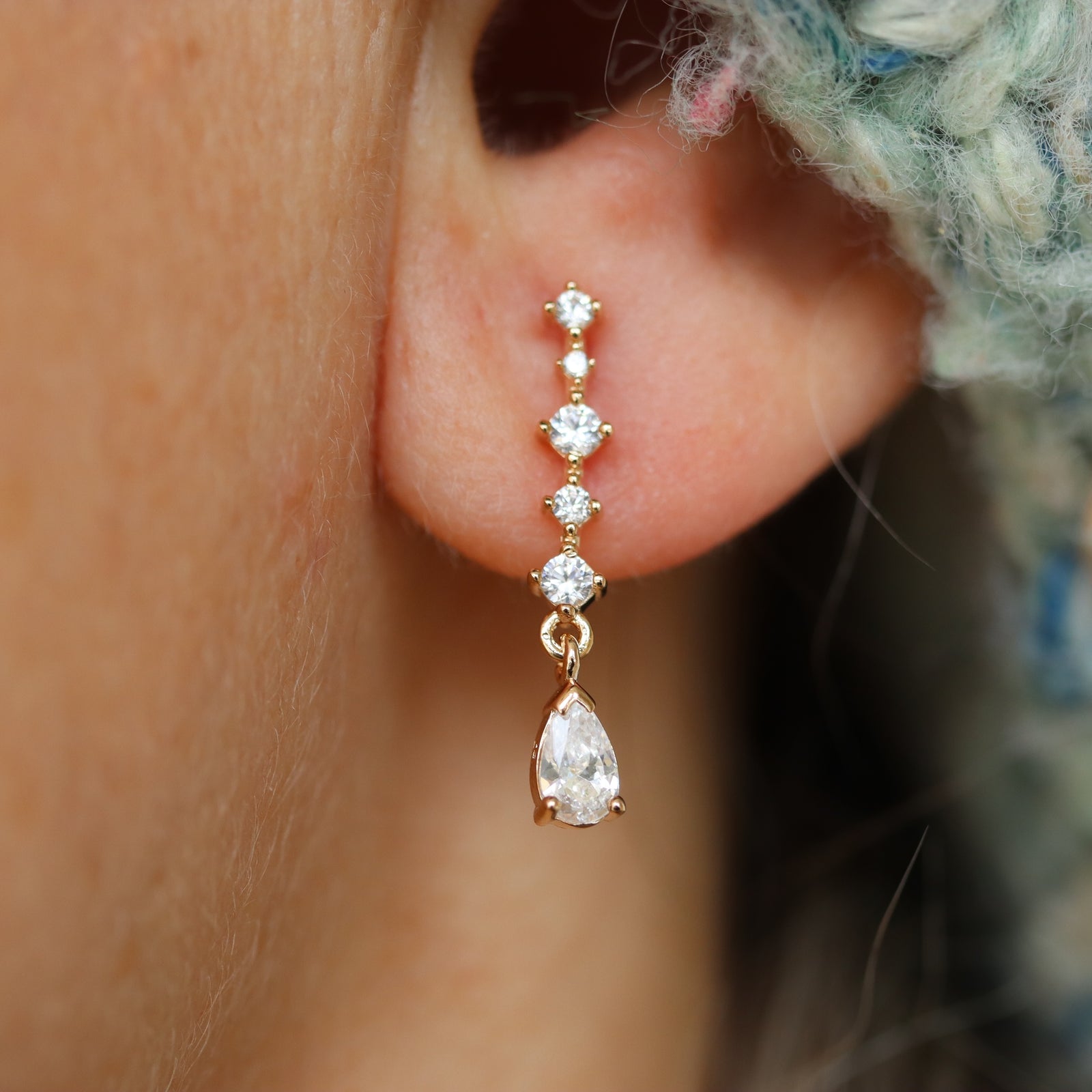 Burren jewellery long drop earrings gold