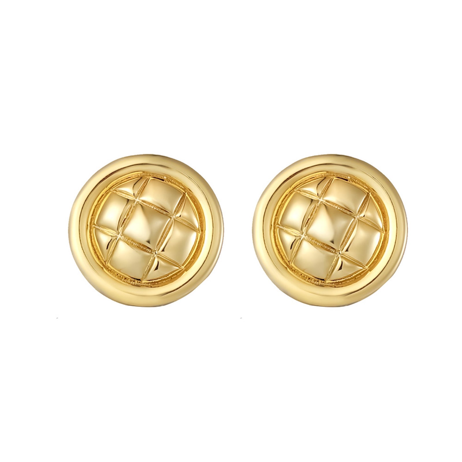 Burren jewellery statement button earrings in gold