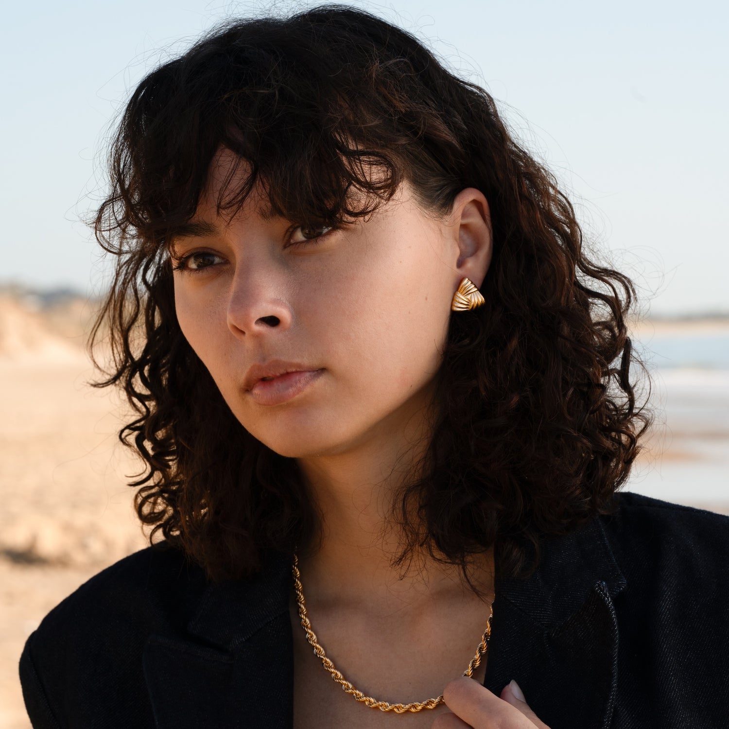 Burren jewellery stylish gold triangular earrings