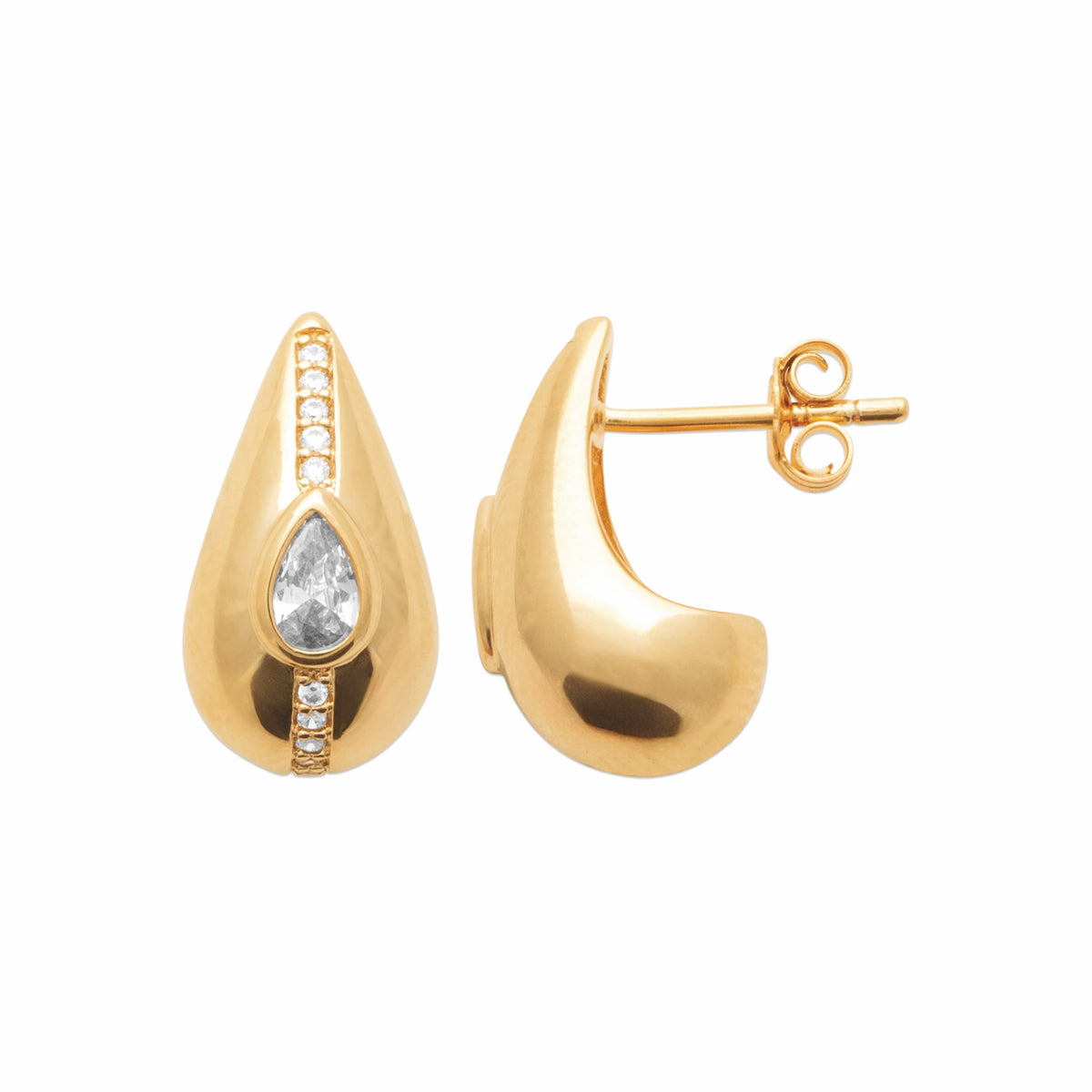 Burren jewellery teardrop stud earrings 18k gold plated alt