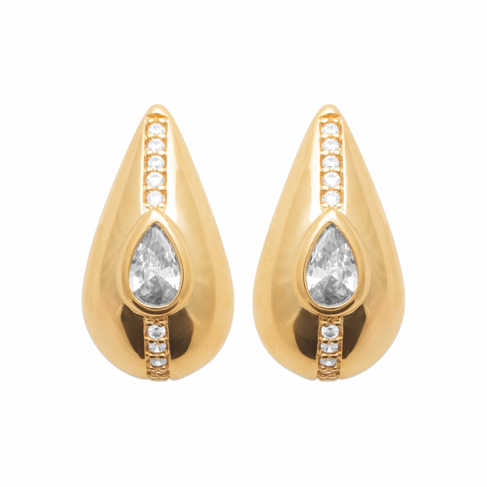 Burren jewellery teardrop stud earrings 18k gold plated