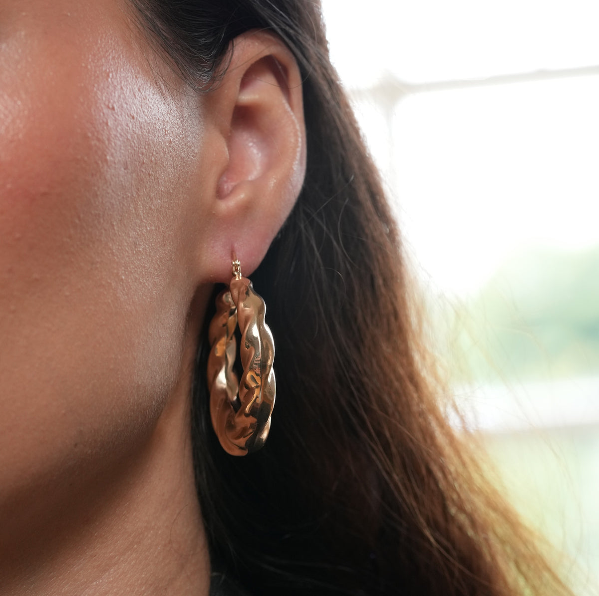 Burrens Jewellery 18k gold plated bold big sculptural silhouette earrings