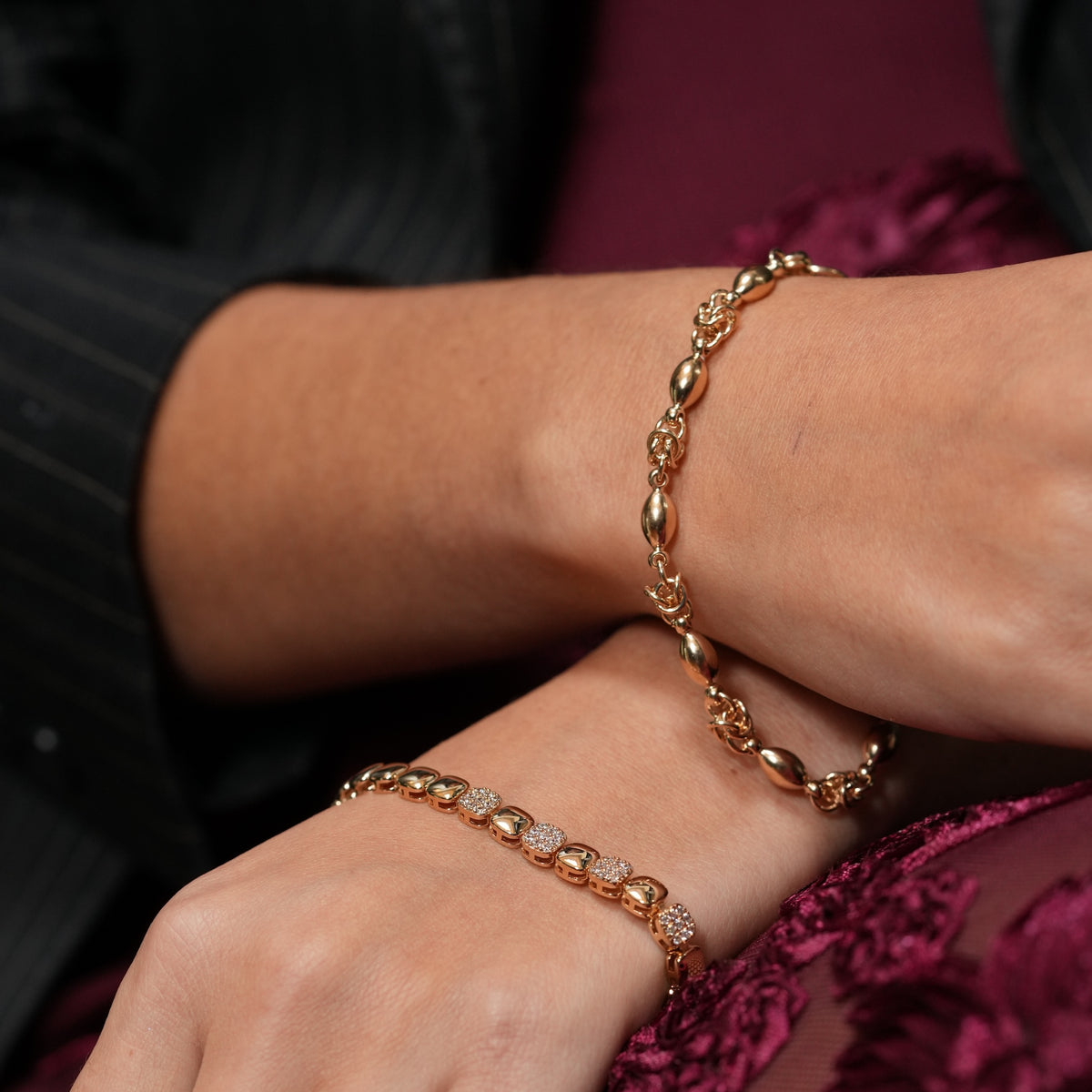Burrens jewelerry 18k gold plated bracelet delicate cluster and beading