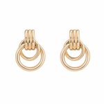 Dove Earrings in 18K Gold Plating Featuring a Sculptural Triple Interlocking Hoop Stud Design | Burren Jewellery
