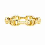 Linked Horizons Ring in 18K Gold Plating Featuring a Modern Interlocking Chain Link Design displayed horizontally against a clean white background | Burren Jewellery