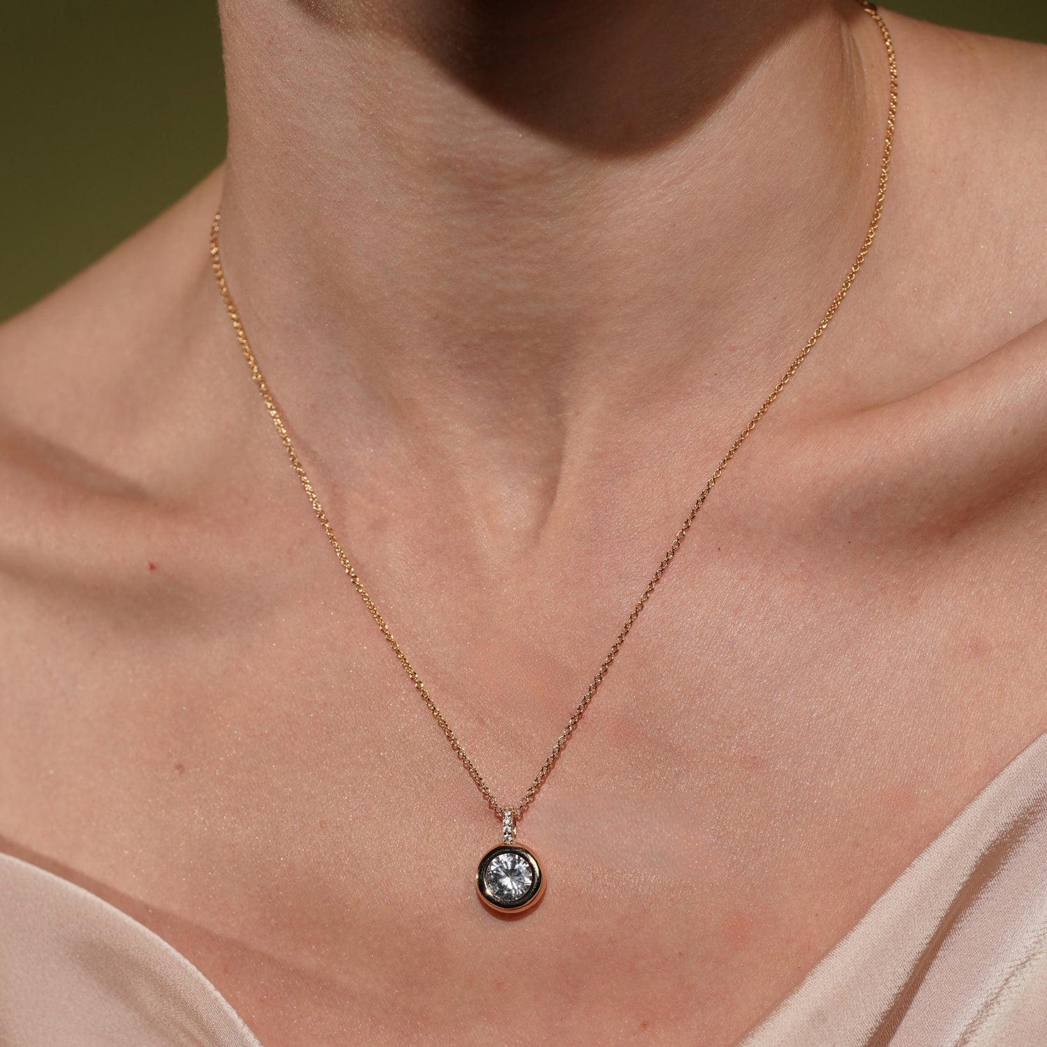 Sole Pendant Bezel-Set CZ Solitaire Necklace