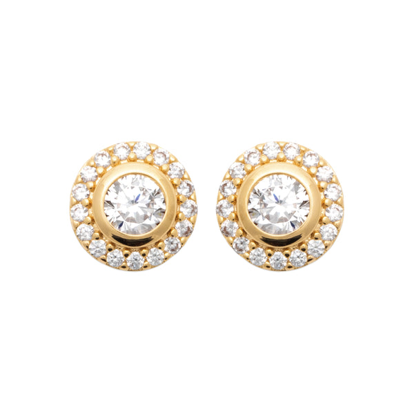 Rising Sun Earrings gold plated with cubic zirconia's in a cluster style