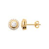 Rising Sun Earrings gold plated with cubic zirconia's in a cluster style side