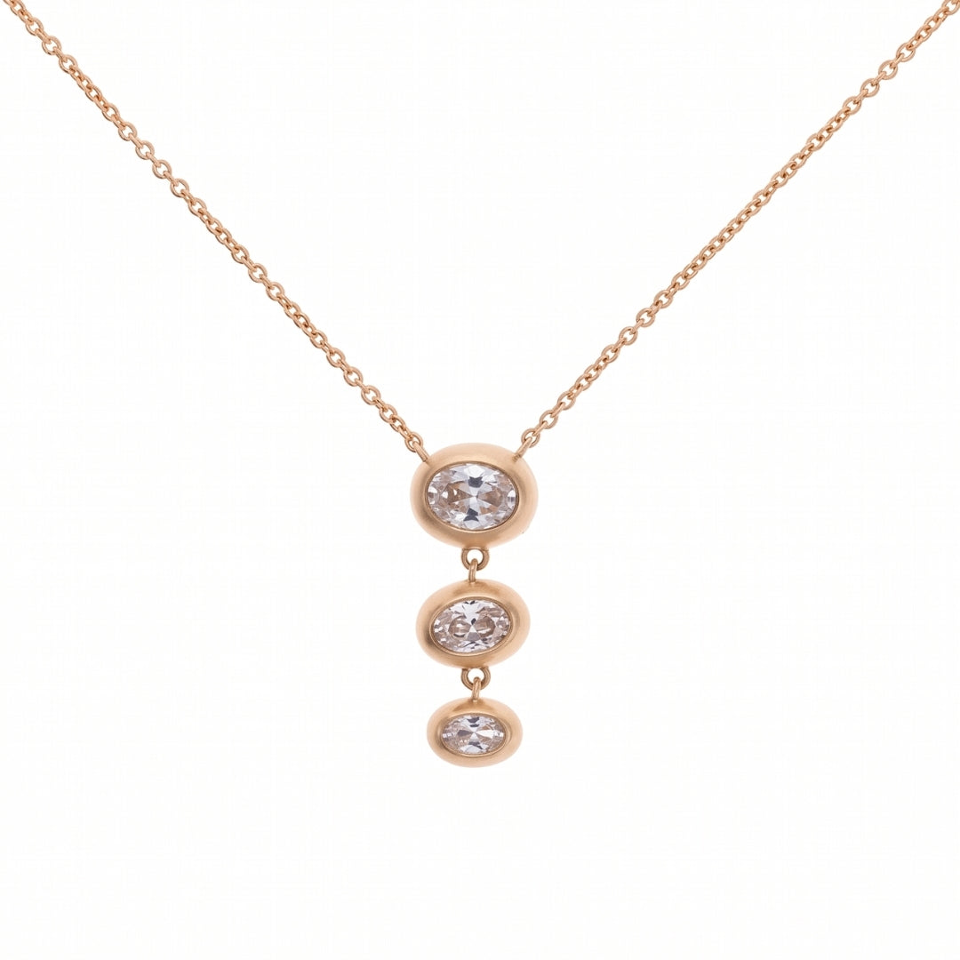 Sense of Balance NecklaceTriple Oval CZ Drop