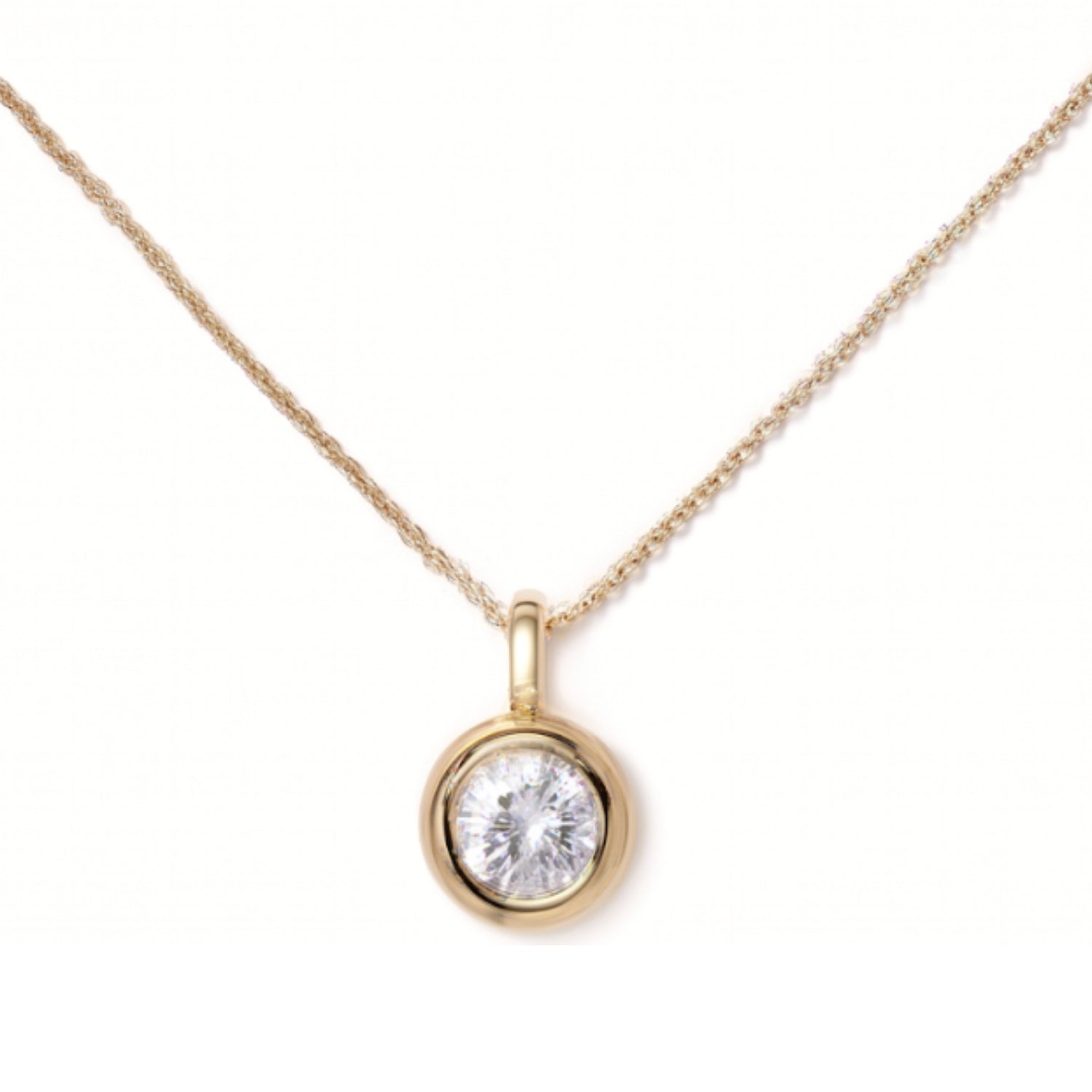 Sole Pendant Bezel-Set CZ Solitaire Necklace