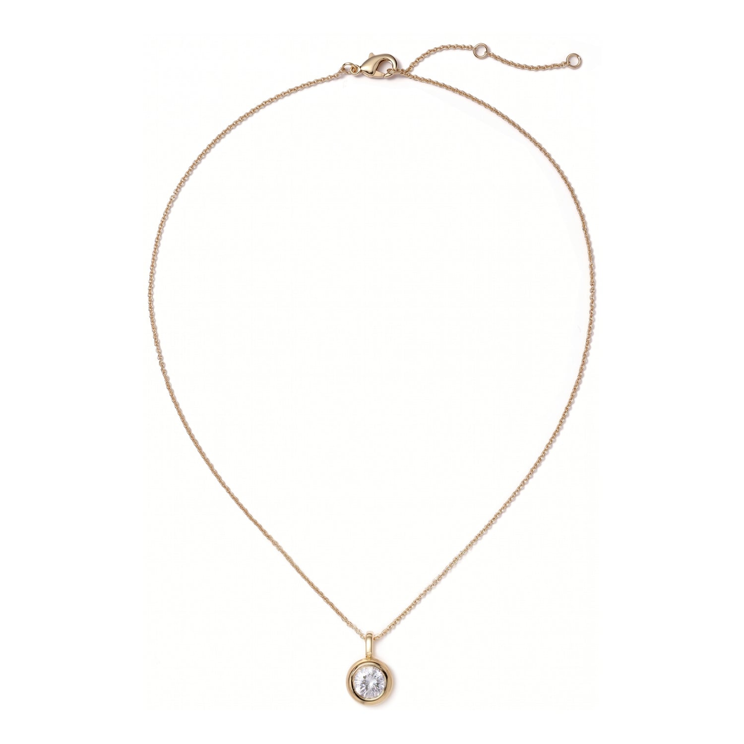 Sole Pendant Bezel-Set CZ Solitaire Necklace