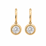 Sole Huggies in 18K Gold Plating Featuring Bezel-Set Round Cubic Zirconia Drop Earrings | Burren Jewellery