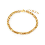 Sweet Echo gold plated wheat chain bracelet laid flat, showing the clasp and extender chain