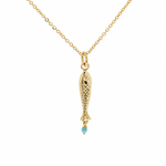 Under the Sea 18K Gold Plated Fish Pendant Necklace with Turquoise Bead | Burren Jewellery

