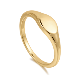 Soft Obsession gold plated signet ring, sculpted band flowing into a small flat oval top