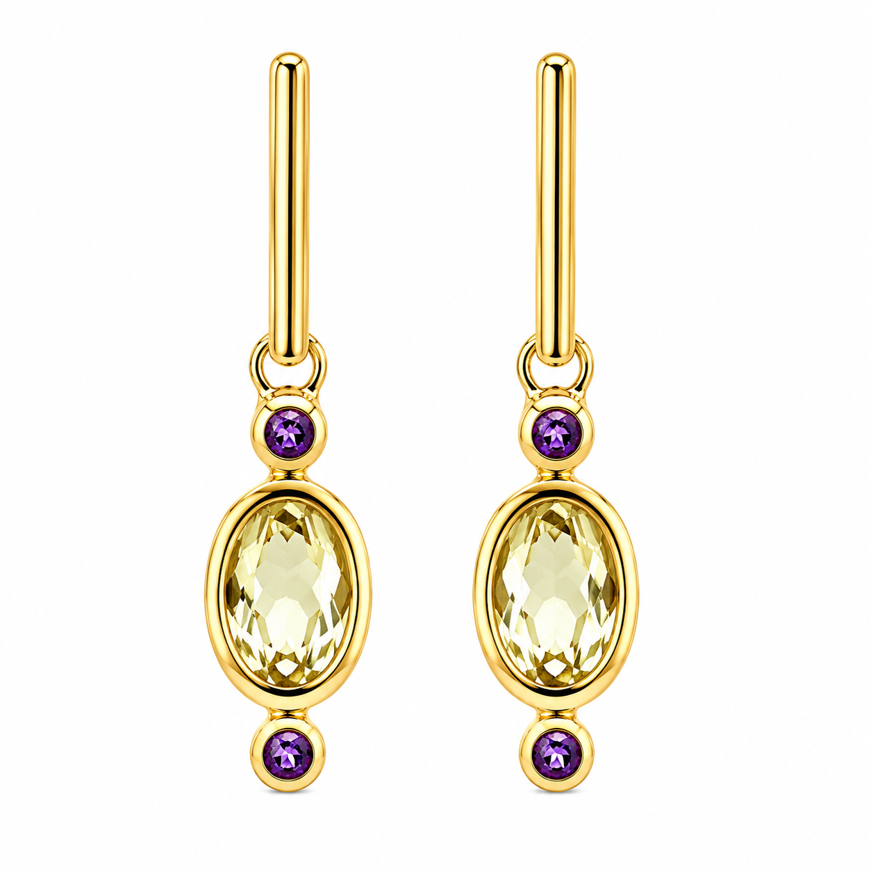 Lingering Light Citrine & Amethyst Drop Earrings