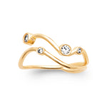 Drifting Light Ring in 18K Gold Plating featuring an open flowing band with bezel-set cubic zirconia stones | Burren Jewellery