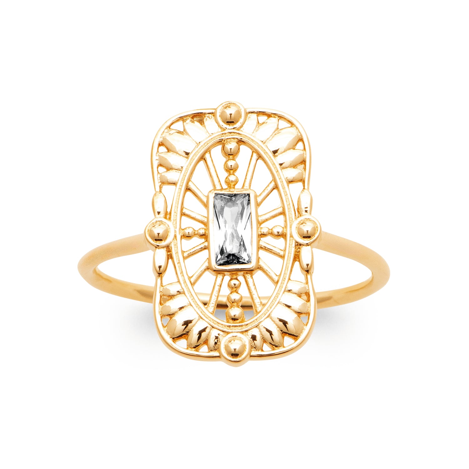 Timeless Aura Art Deco Baguette CZ Ring