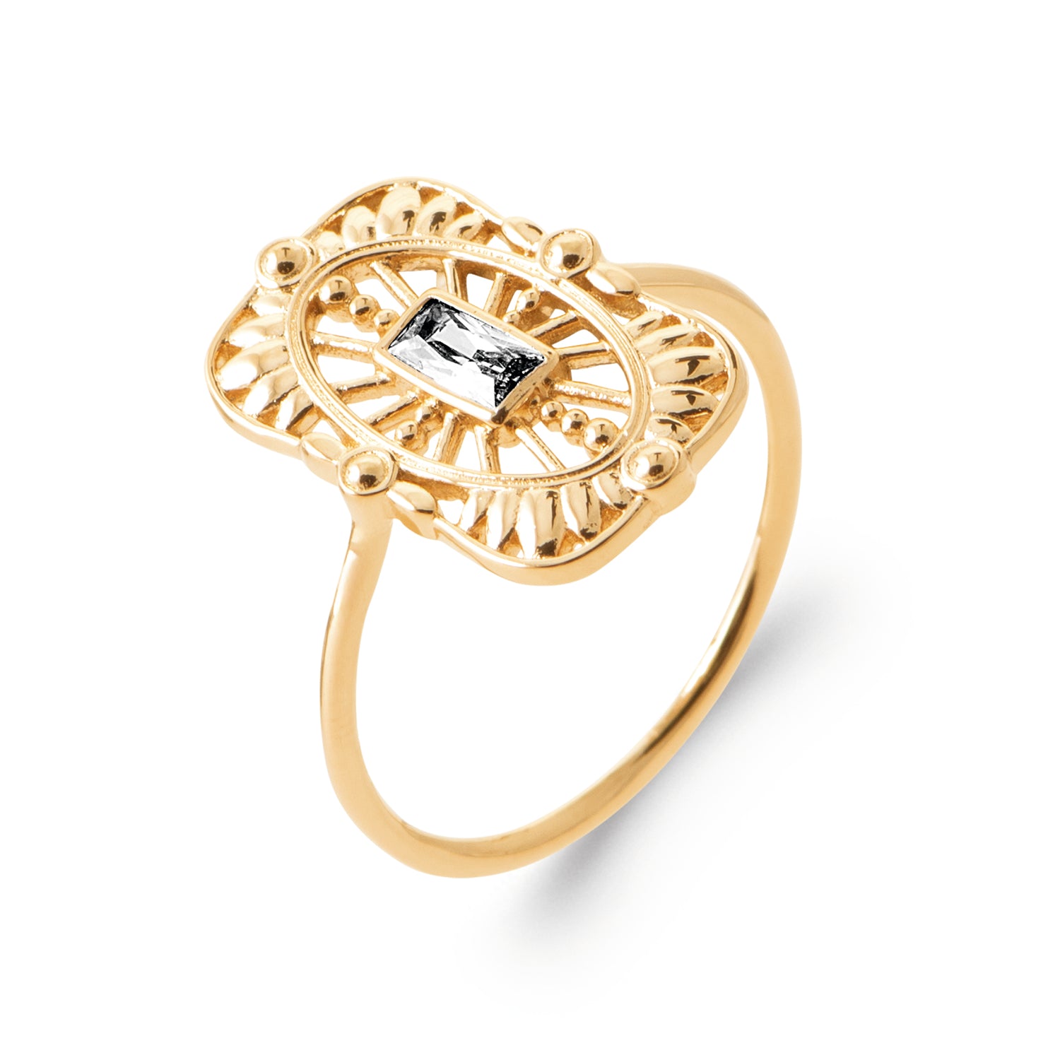 Timeless Aura Art Deco Baguette CZ Ring