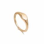 Soft Obsession gold plated signet ring, sculpted band flowing into a small flat oval top
