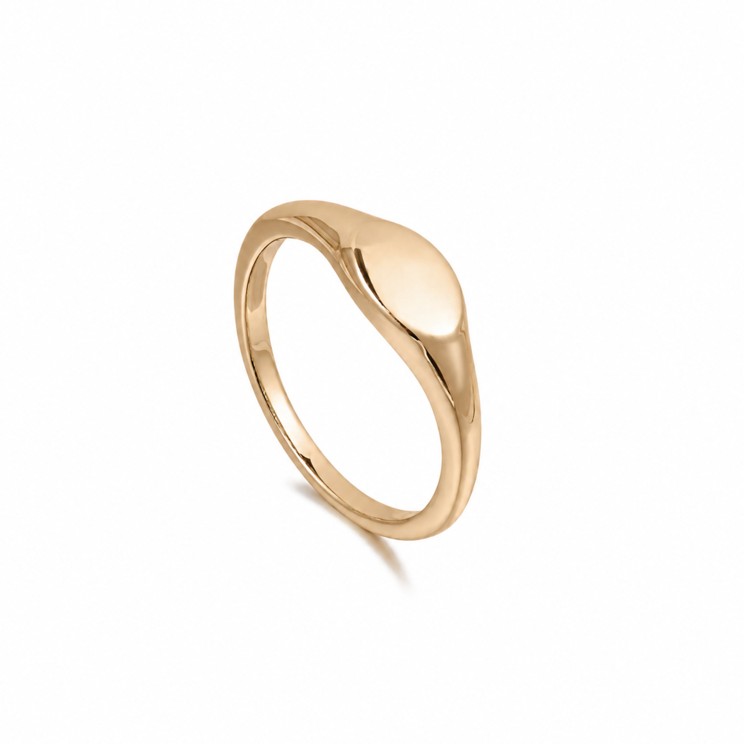 Soft Obsession gold plated signet ring, sculpted band flowing into a small flat oval top