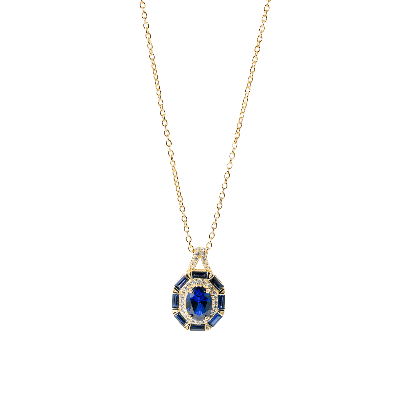 burren jewellery 18k gold plated classic blue sapphire necklace 