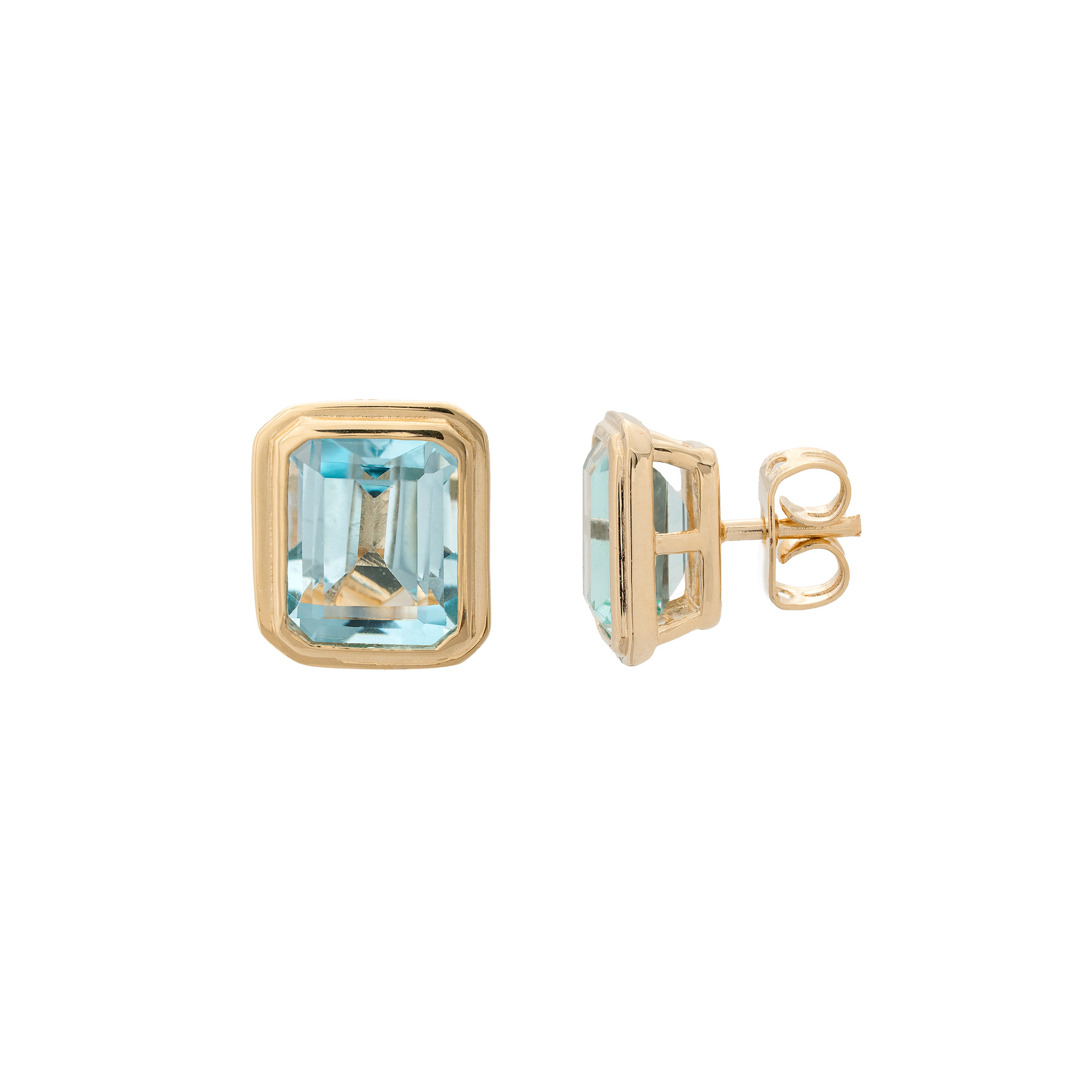burren jewellery 18k gold plated blue topaz natural stone earrings 