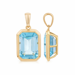 18k gold plated natural stone blue topaz large pendant