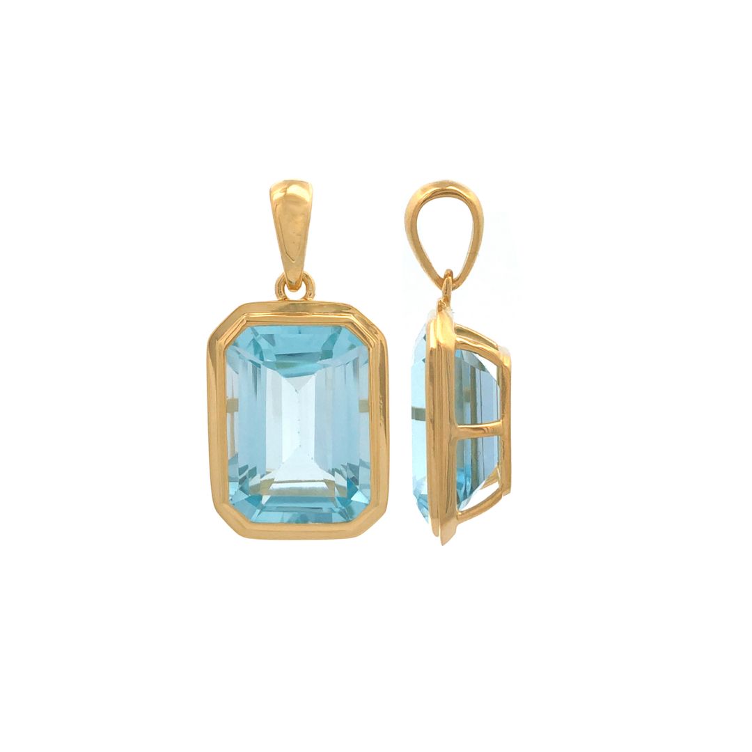burren jewellery 18k gold plated blue topaz natural stone pendant