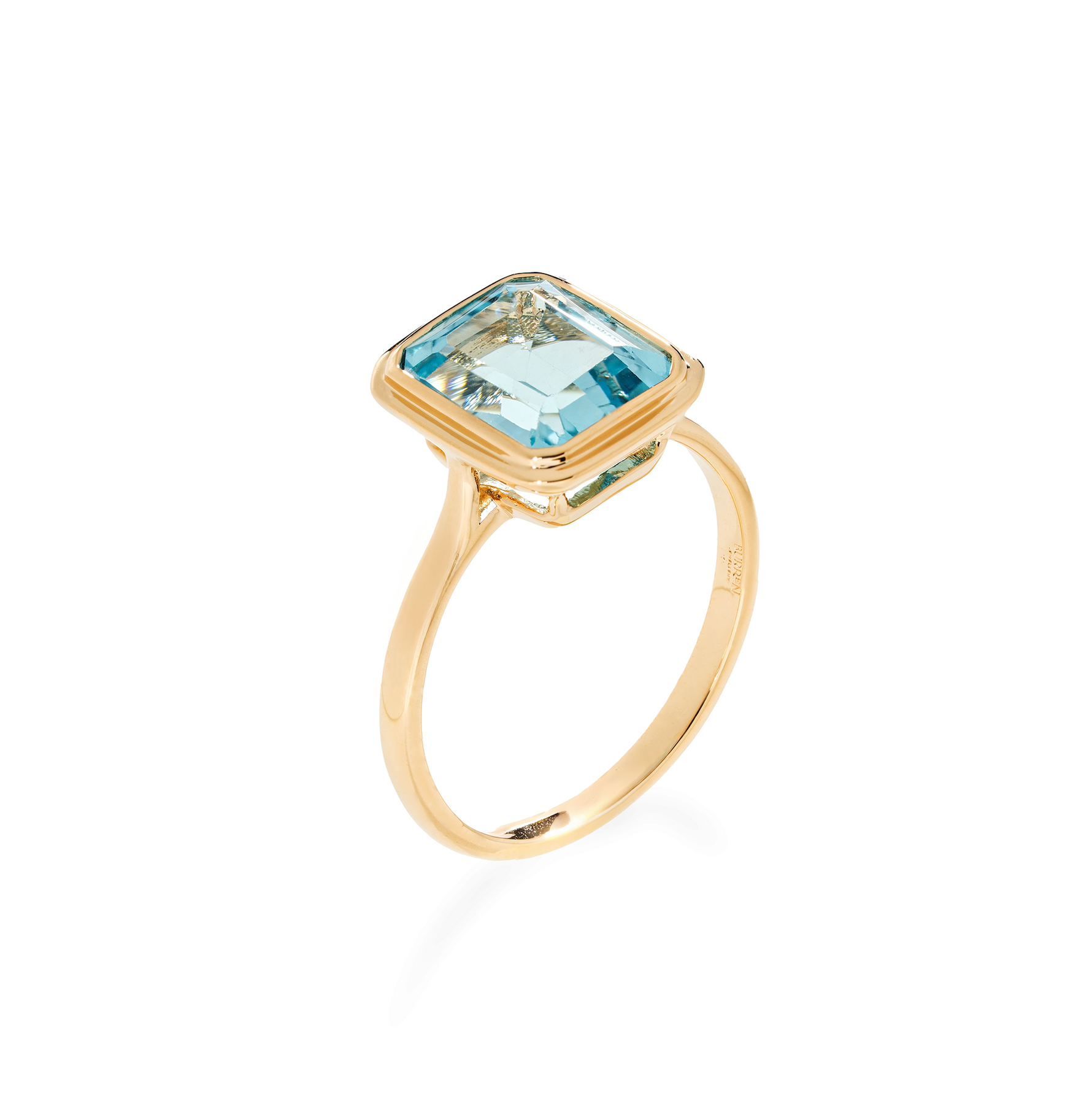burren jewellery 18k gold plated blue topaz natural stone ring