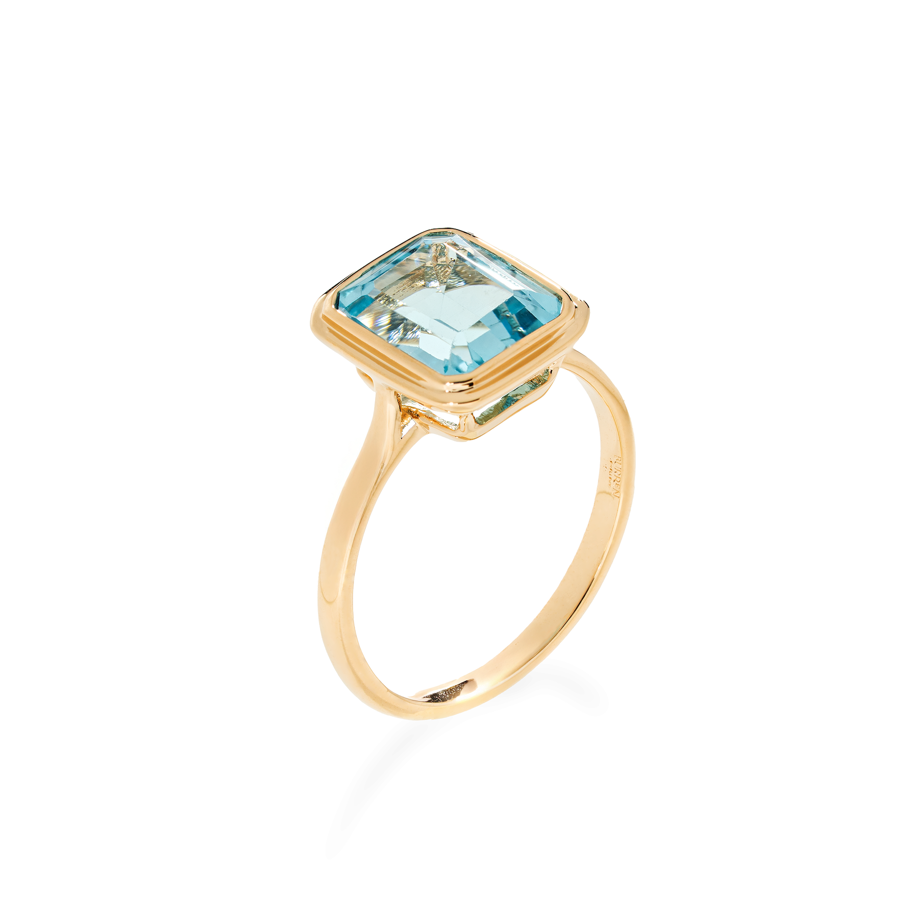 burren jewellery 18k gold plated blue topaz natural stone ring