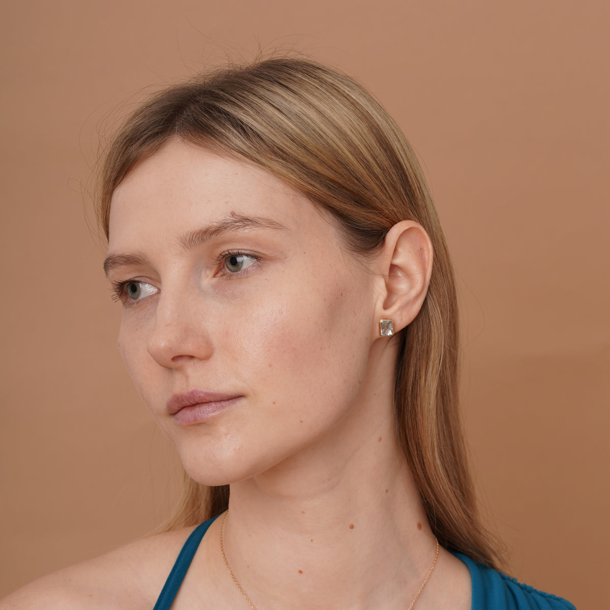 burren jewellery 18k gold plated blue topaz natural stone earrings 