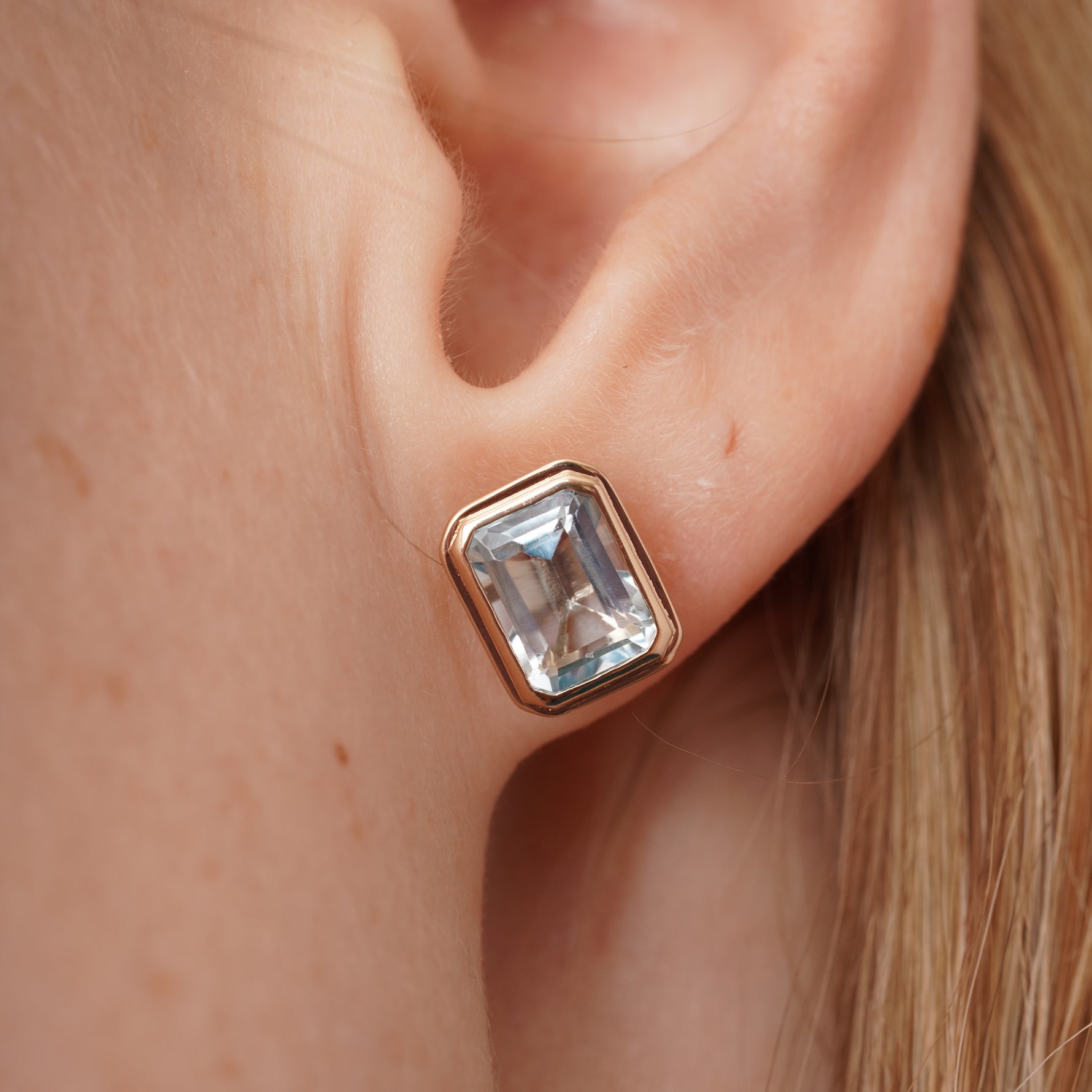 burren jewellery 18k gold plated blue topaz natural stone earrings 