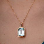 burren jewellery 18k gold plated blue topaz natural stone pendant