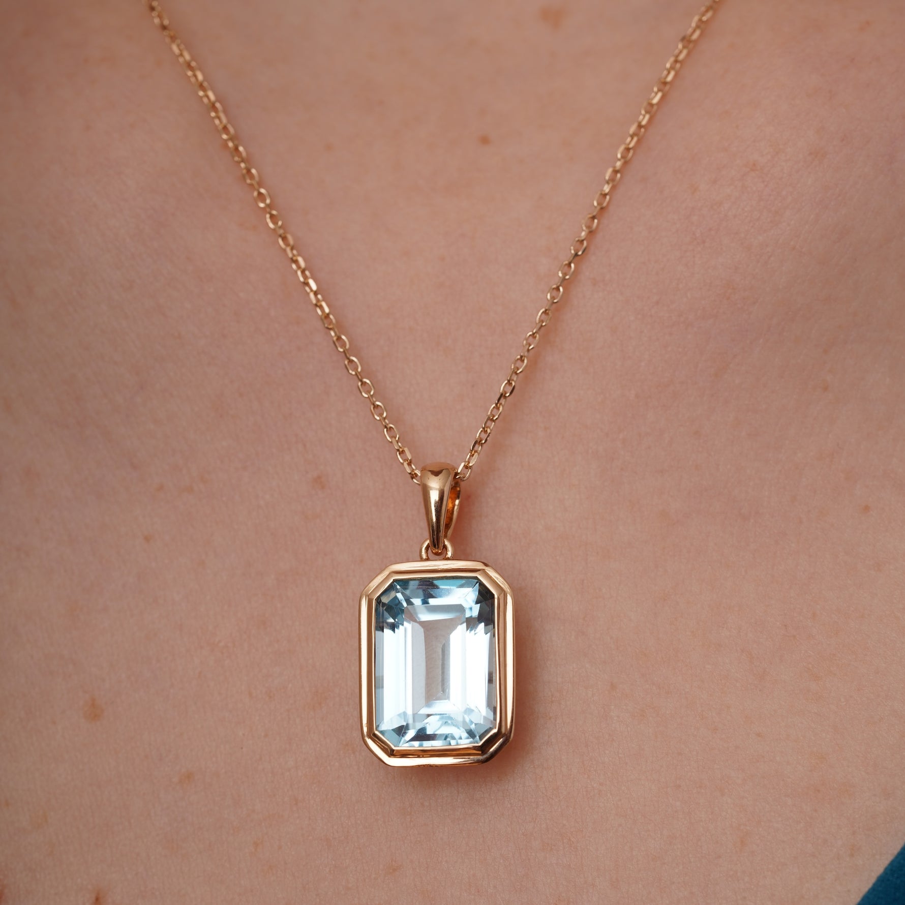 burren jewellery 18k gold plated blue topaz natural stone pendant