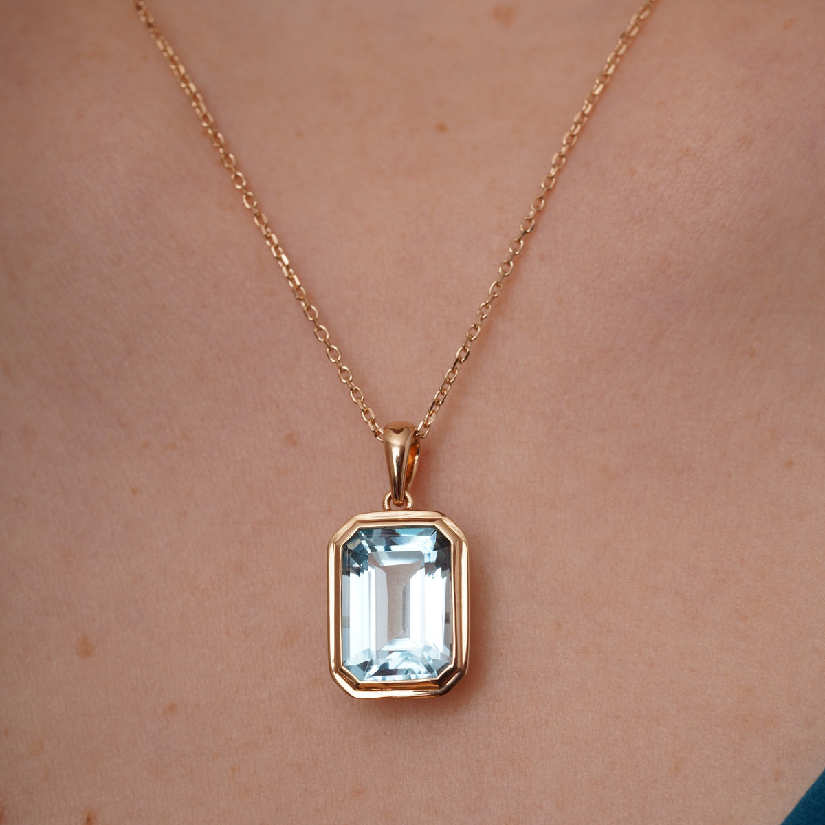 burren jewellery 18k gold plated blue topaz natural stone pendant