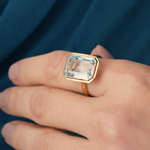 burren jewellery 18k gold plated blue topaz natural stone ring