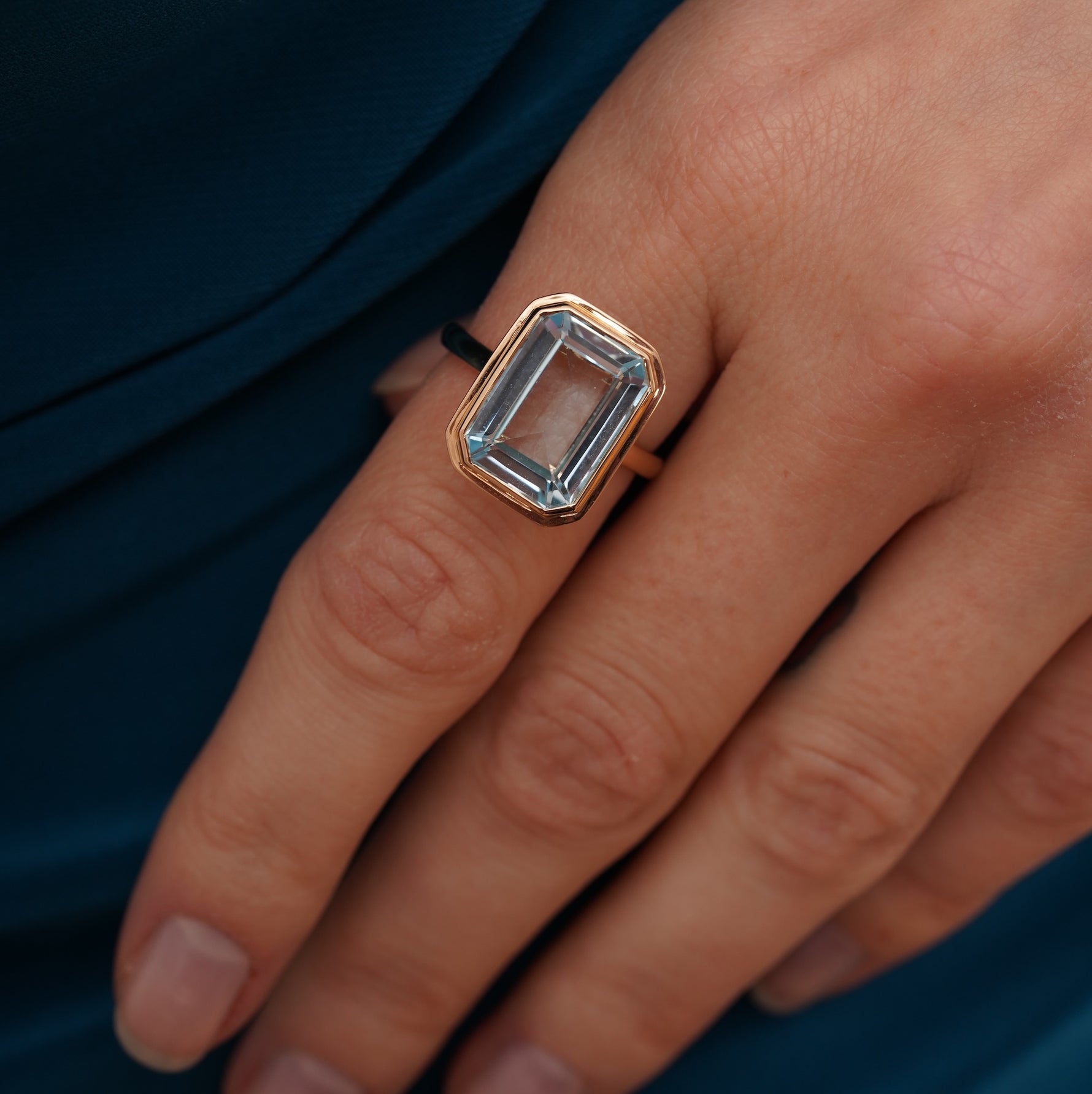 burren jewellery 18k gold plated blue topaz natural stone ring