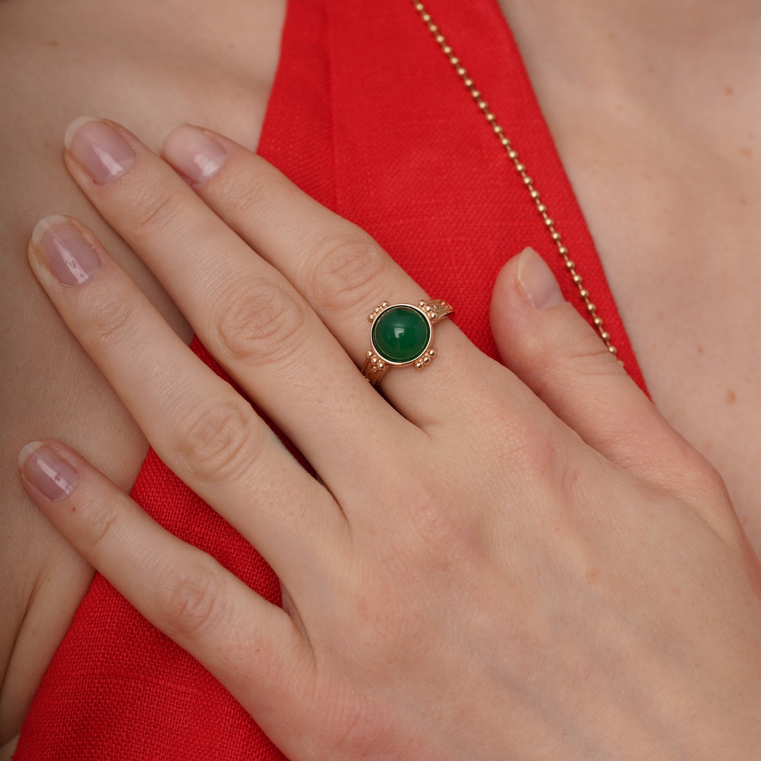 burren jewellery 18k gold plated chalcedony natural stone ring