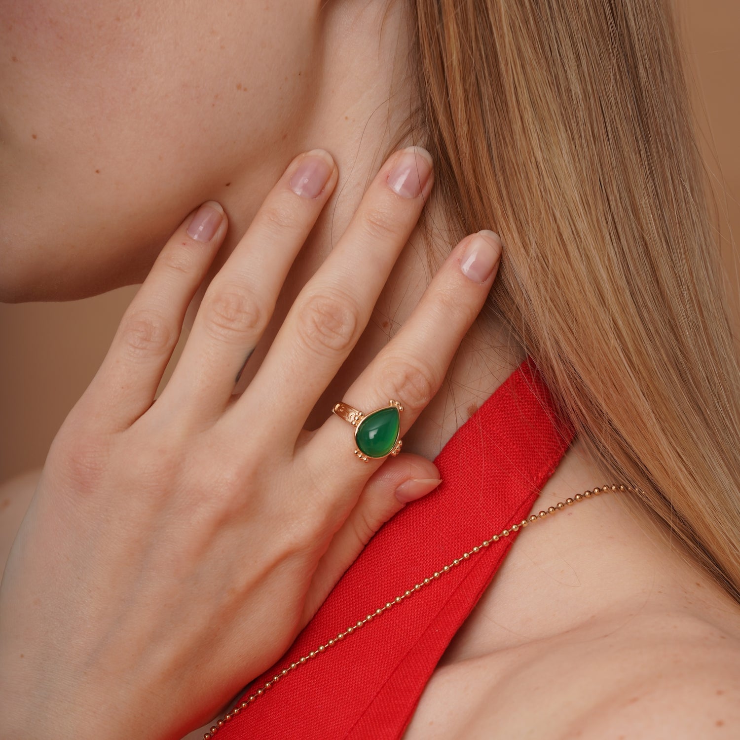 burren jewellery 18k gold plated chalcedony natural stone ring