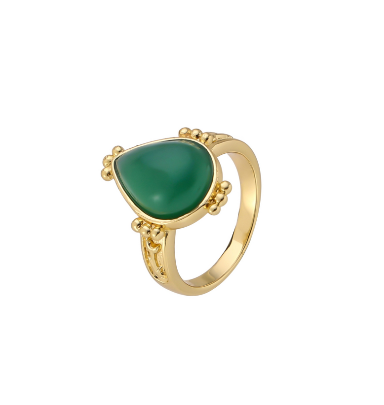 burren jewellery 18k gold plated chalcedony natural stone ring