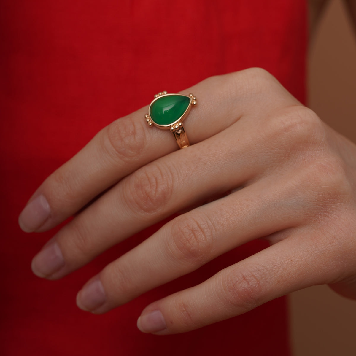 burren jewellery 18k gold plated chalcedony natural stone ring