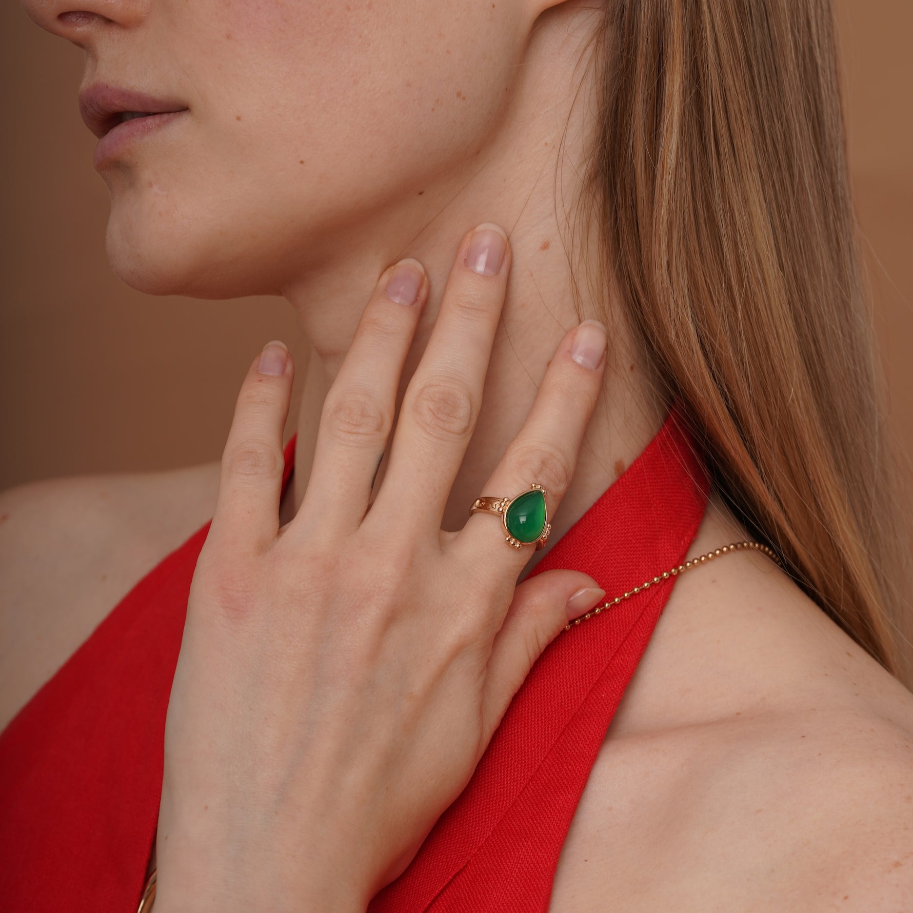 burren jewellery 18k gold plated chalcedony natural stone ring