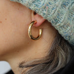 burren jewellery 18k gold plated chunky big hoop earring